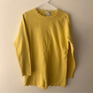 Apart Vintage yellow scallop hem 100% cotton sweater missy M
